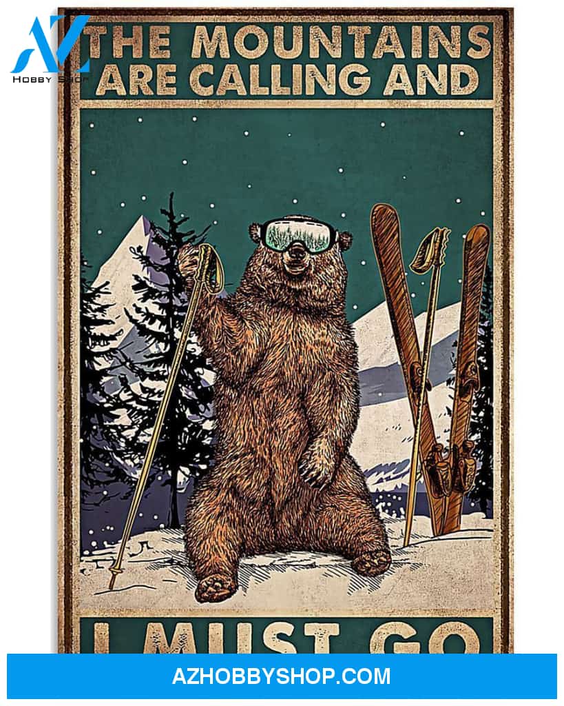 Mountain Calling Skiing Vertical Canvas Prints, Wall Decor Visual Art