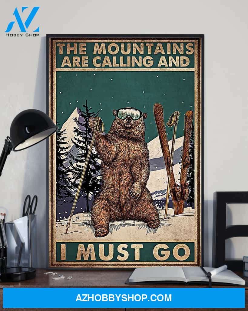 Mountain Calling Skiing Vertical Canvas Prints, Wall Decor Visual Art