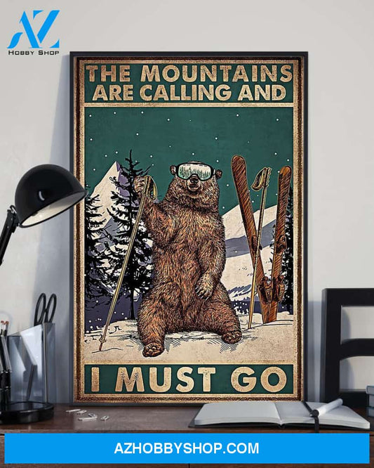 Mountain Calling Skiing Vertical Canvas Prints, Wall Decor Visual Art