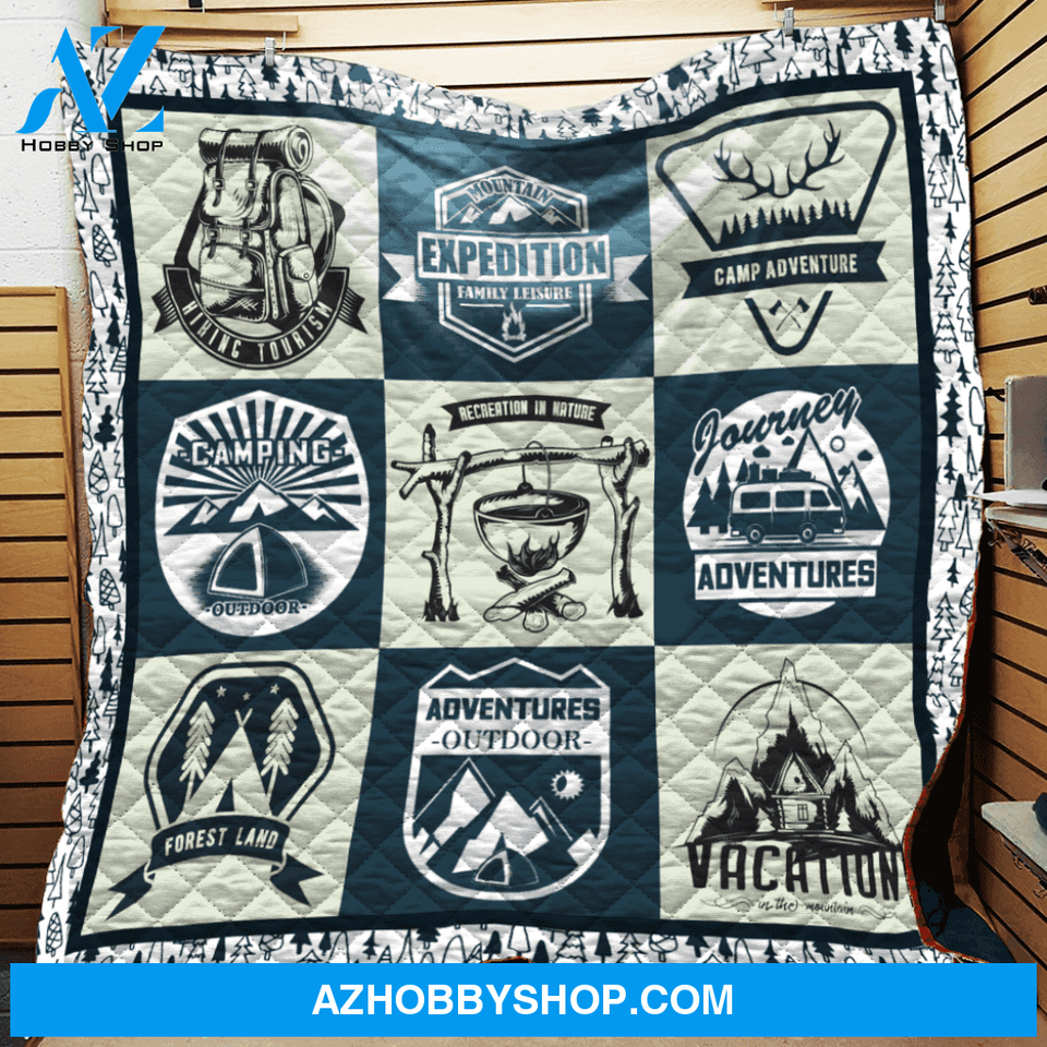 Mountain Camping Fleece Blanket