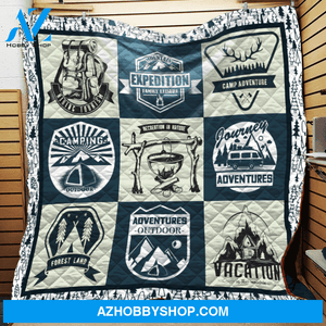 Mountain Camping Fleece Blanket