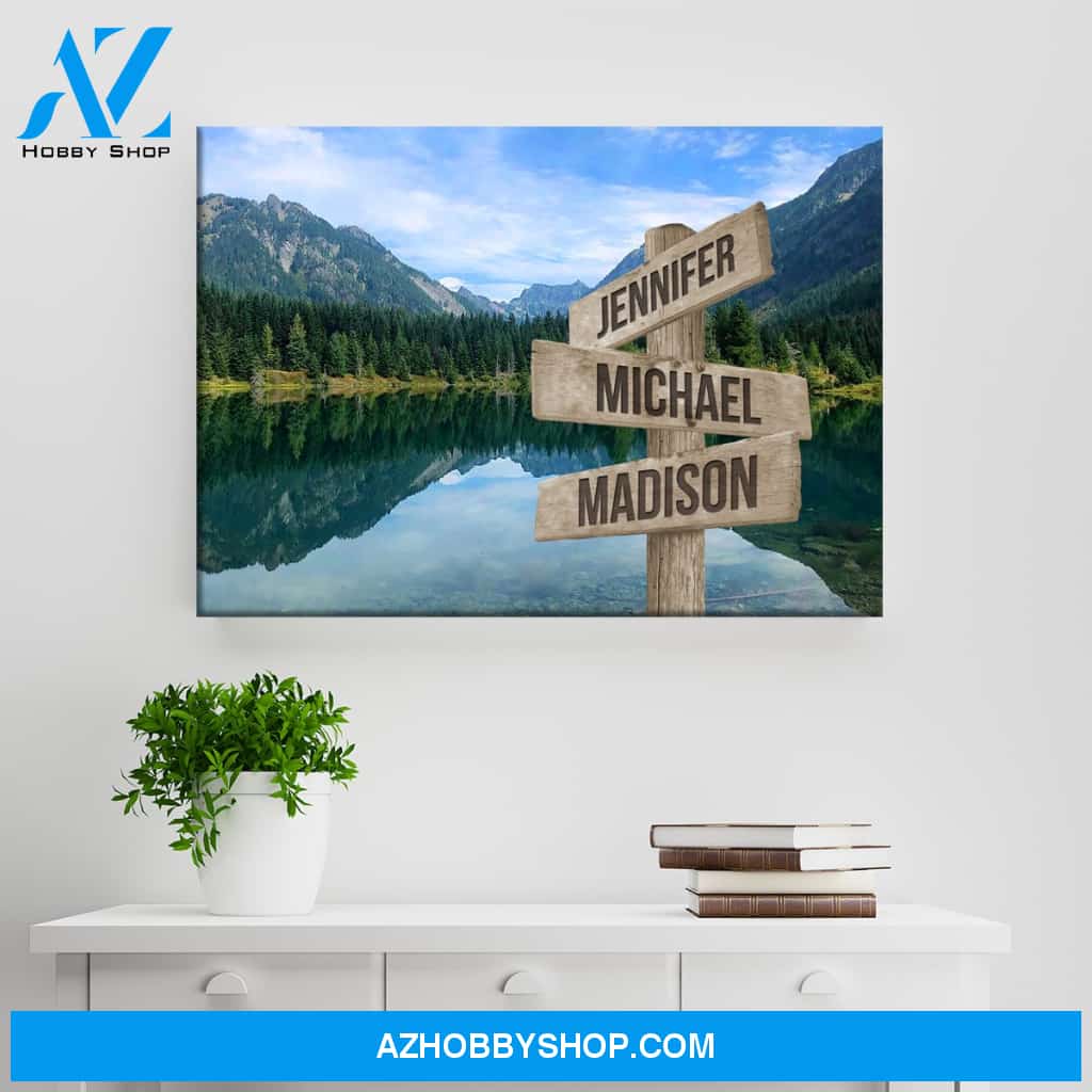 Mountain Lake Color Multi-Names Premium Canvas