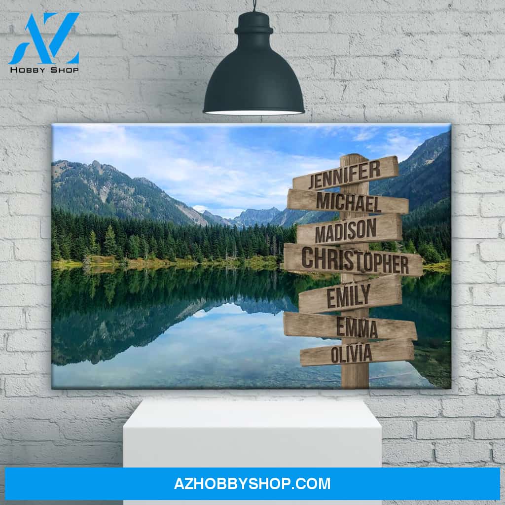 Mountain Lake Color Multi-Names Premium Canvas