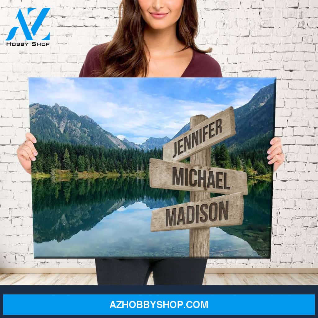 Mountain Lake Color Multi-Names Premium Canvas