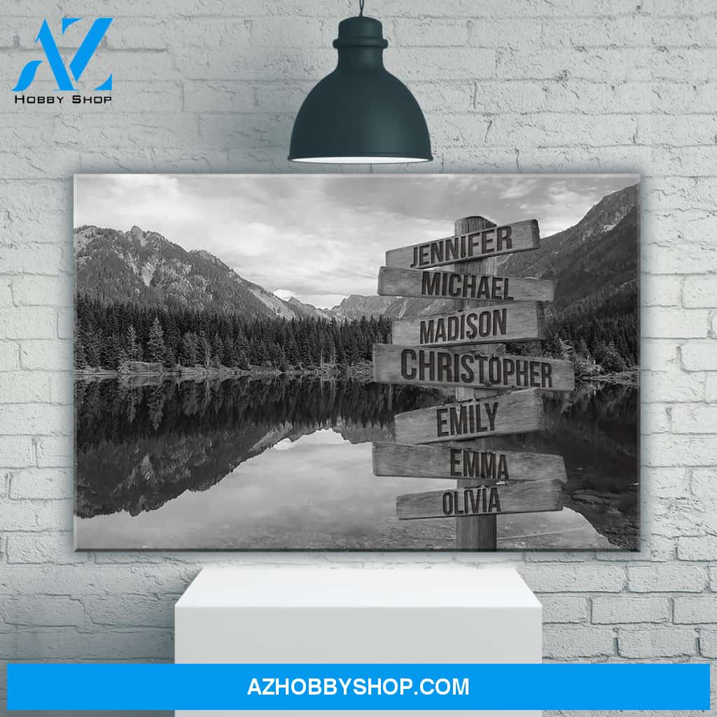 Mountain Lake Multi-Names Premium Canvas