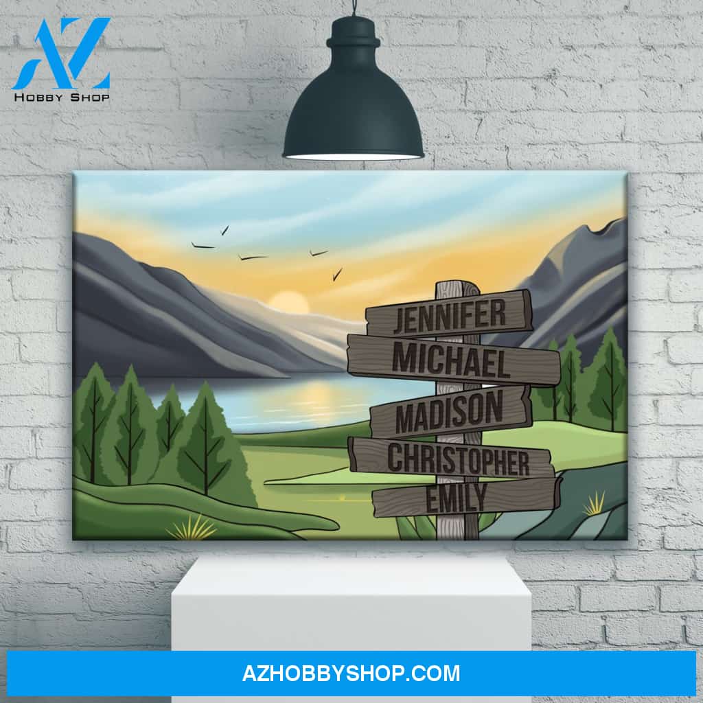 Mountain Range Art Color Multi-Names Premium Canvas