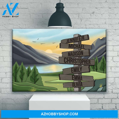 Mountain Range Art Color Multi-Names Premium Canvas