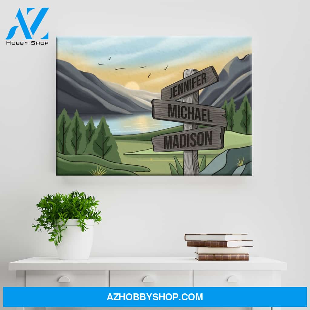 Mountain Range Art Color Multi-Names Premium Canvas