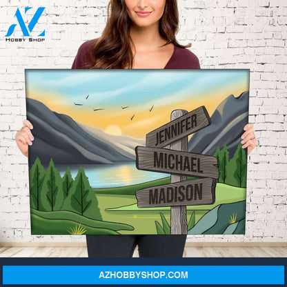 Mountain Range Art Color Multi-Names Premium Canvas