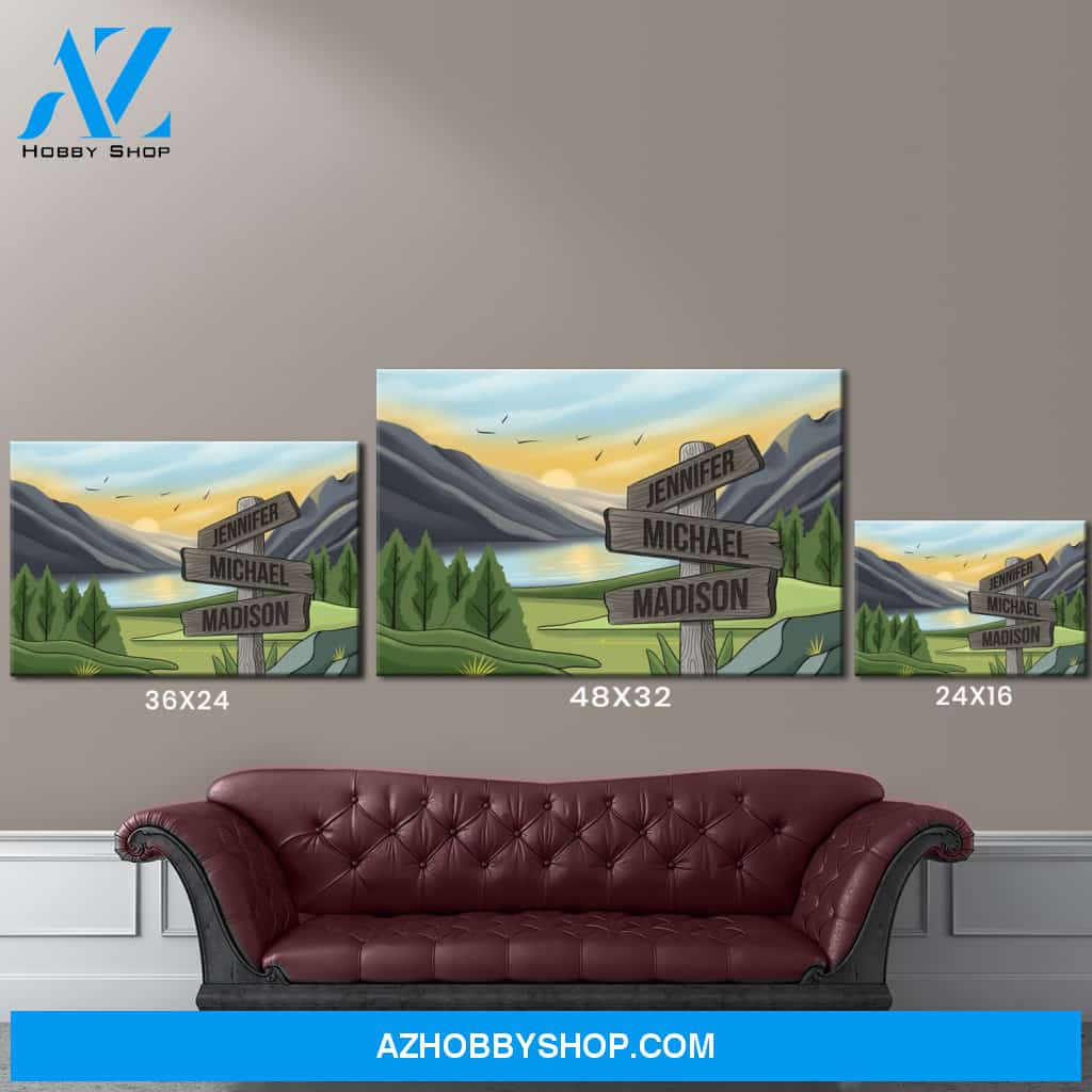 Mountain Range Art Color Multi-Names Premium Canvas
