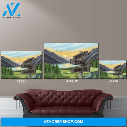 Mountain Range Art Color Multi-Names Premium Canvas