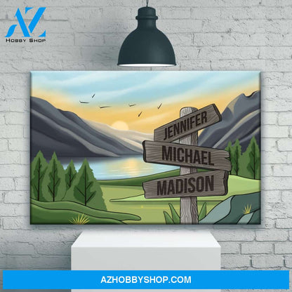 Mountain Range Art Color Multi-Names Premium Canvas