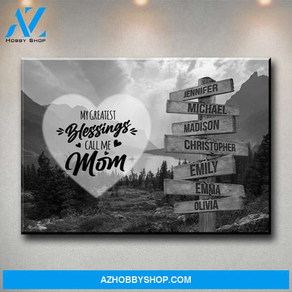Mountain Range - Call Me Mom Multi-Names Premium Canvas