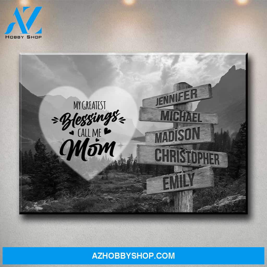 Mountain Range - Call Me Mom Multi-Names Premium Canvas