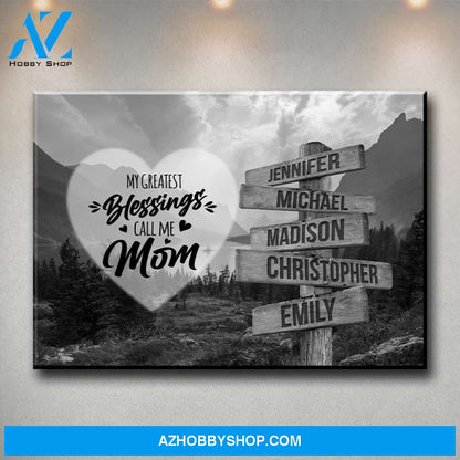 Mountain Range - Call Me Mom Multi-Names Premium Canvas