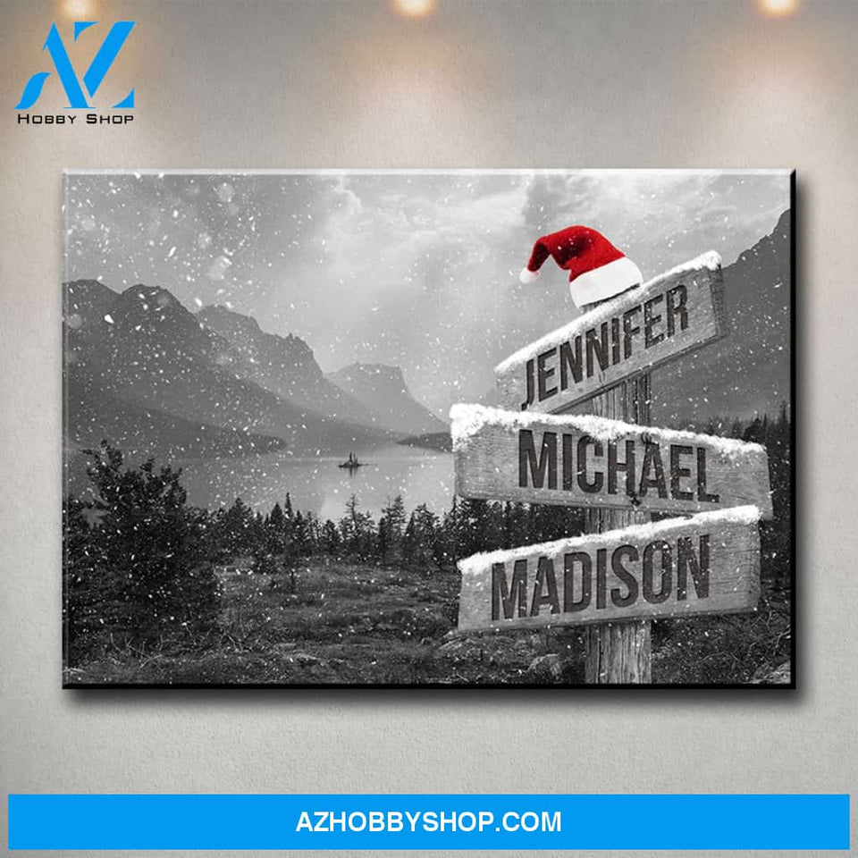 Mountain Range Christmas Multi-Names Premium Canvas