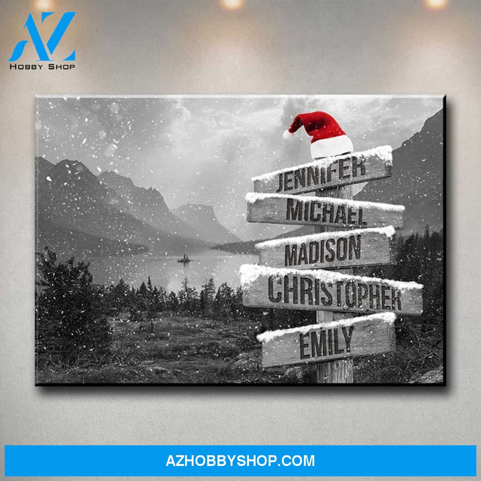 Mountain Range Christmas Multi-Names Premium Canvas