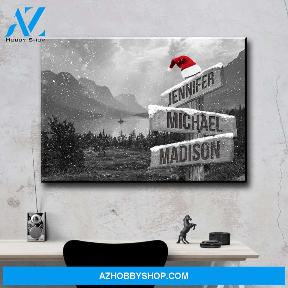 Mountain Range Christmas Multi-Names Premium Canvas