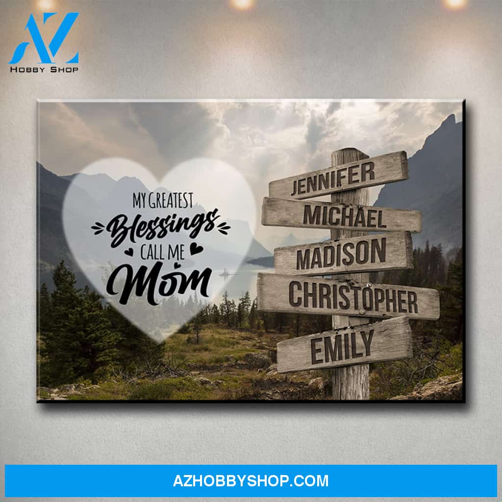 Mountain Range Color - Call Me Mom Multi-Names Premium Canvas