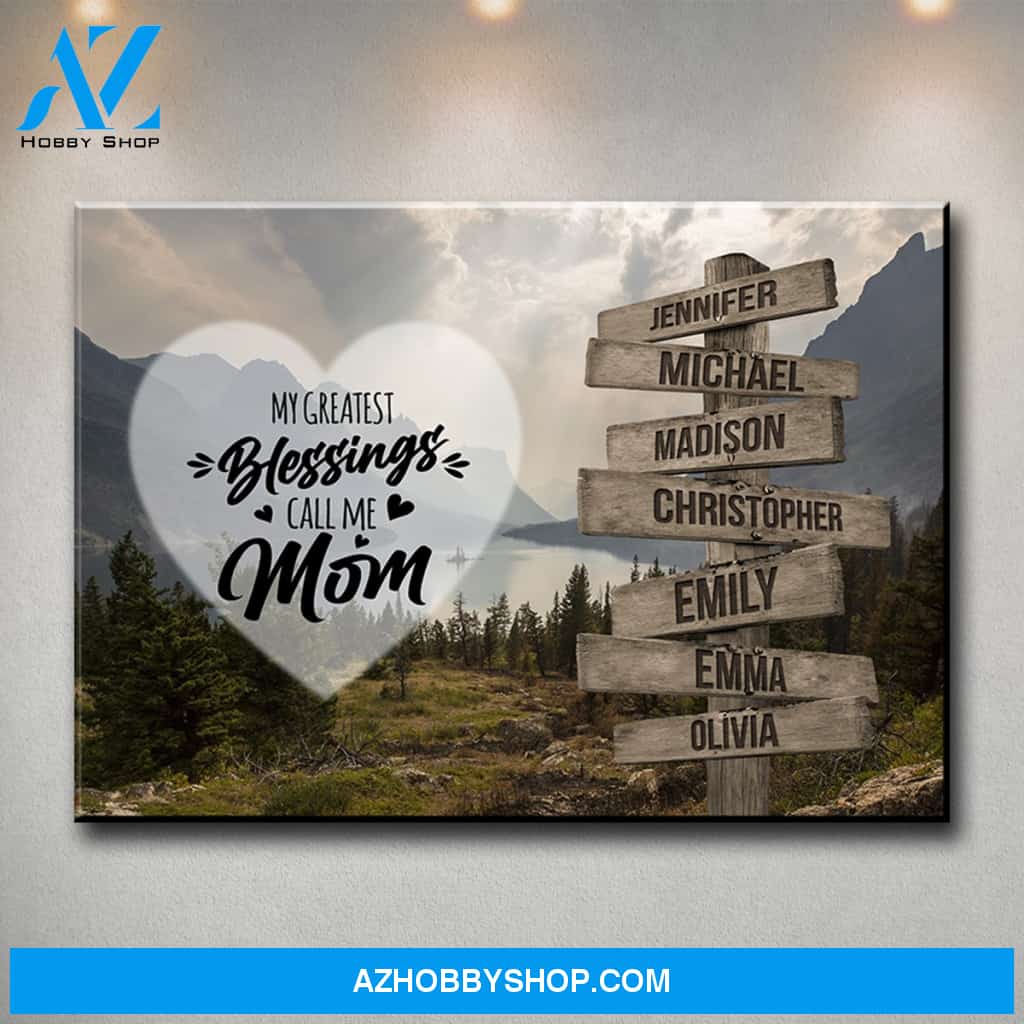 Mountain Range Color - Call Me Mom Multi-Names Premium Canvas