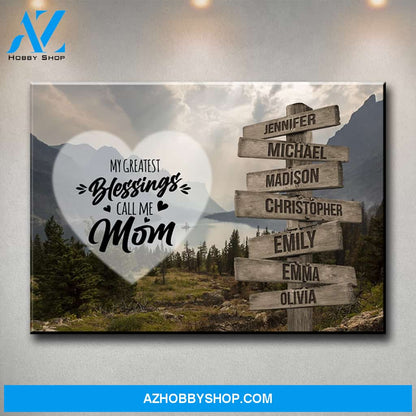Mountain Range Color - Call Me Mom Multi-Names Premium Canvas