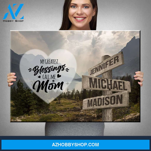 Mountain Range Color - Call Me Mom Multi-Names Premium Canvas