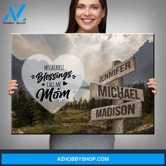 Mountain Range Color - Call Me Mom Multi-Names Premium Canvas