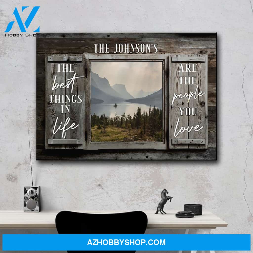 Mountain Range Color Wood Shutters Premium Canvas Saying 3