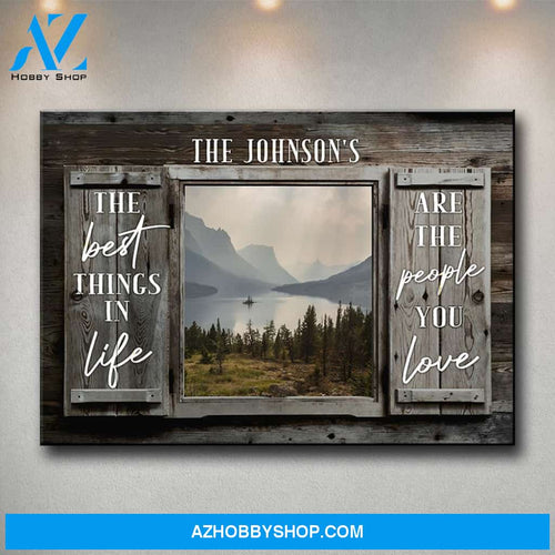 Mountain Range Color Wood Shutters Premium Canvas Saying 3