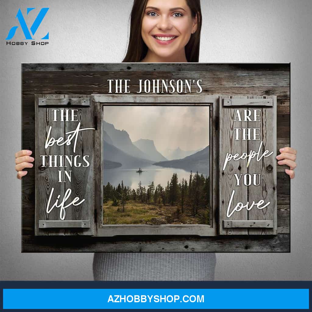 Mountain Range Color Wood Shutters Premium Canvas Saying 3
