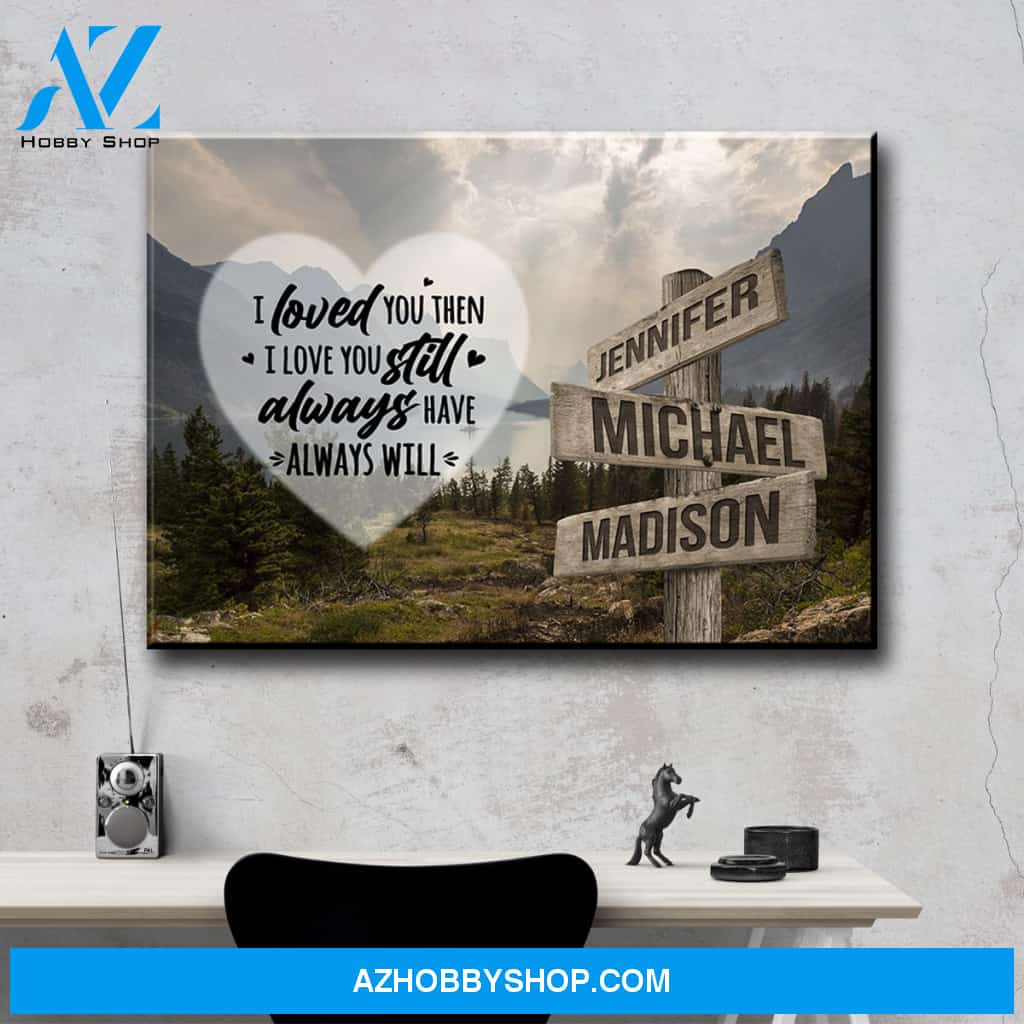 Mountain Range Heart Color Saying 1 Multi-Names Premium Canvas
