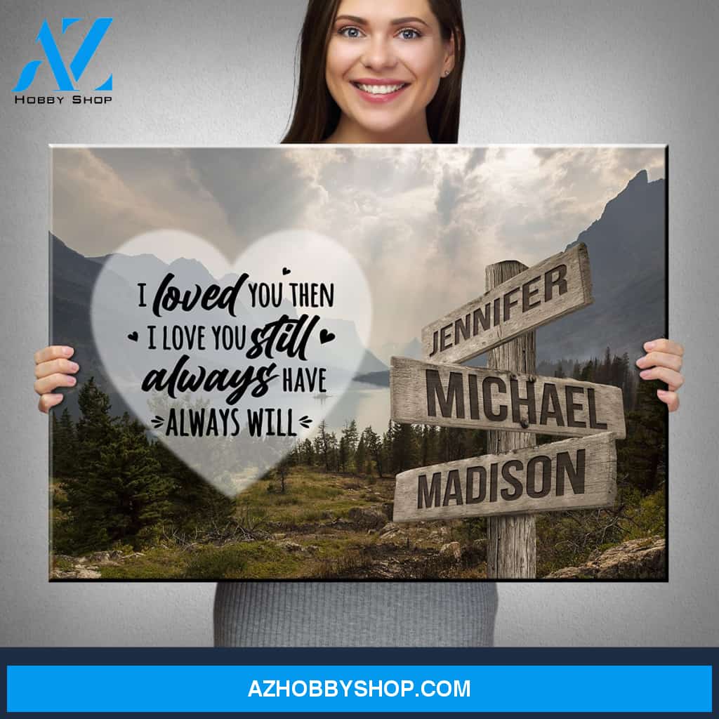 Mountain Range Heart Color Saying 1 Multi-Names Premium Canvas