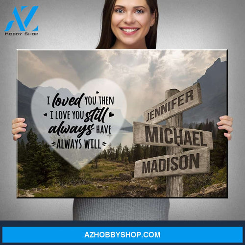 Mountain Range Heart Color Saying 1 Multi-Names Premium Canvas