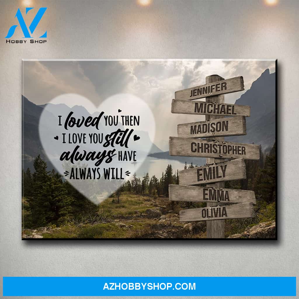 Mountain Range Heart Color Saying 1 Multi-Names Premium Canvas