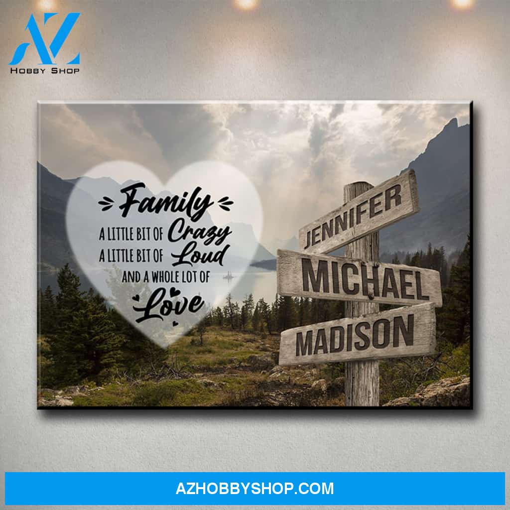 Mountain Range Heart Color Saying 2 Multi-Names Premium Canvas