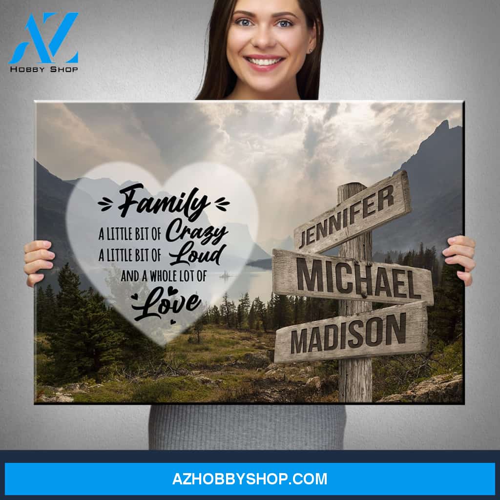 Mountain Range Heart Color Saying 2 Multi-Names Premium Canvas