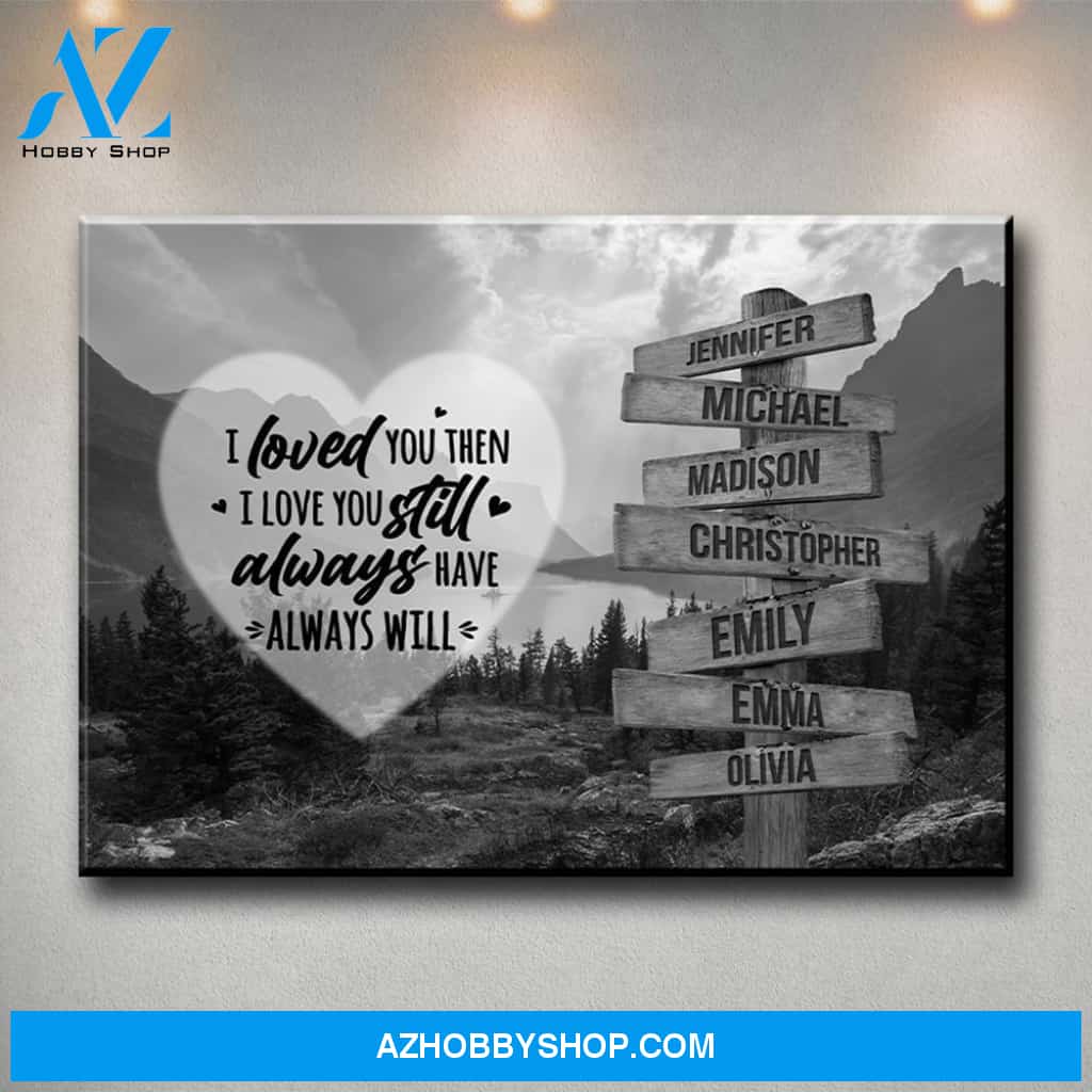 Mountain Range Heart Saying 1 Multi-Names Premium Canvas