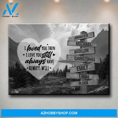 Mountain Range Heart Saying 1 Multi-Names Premium Canvas