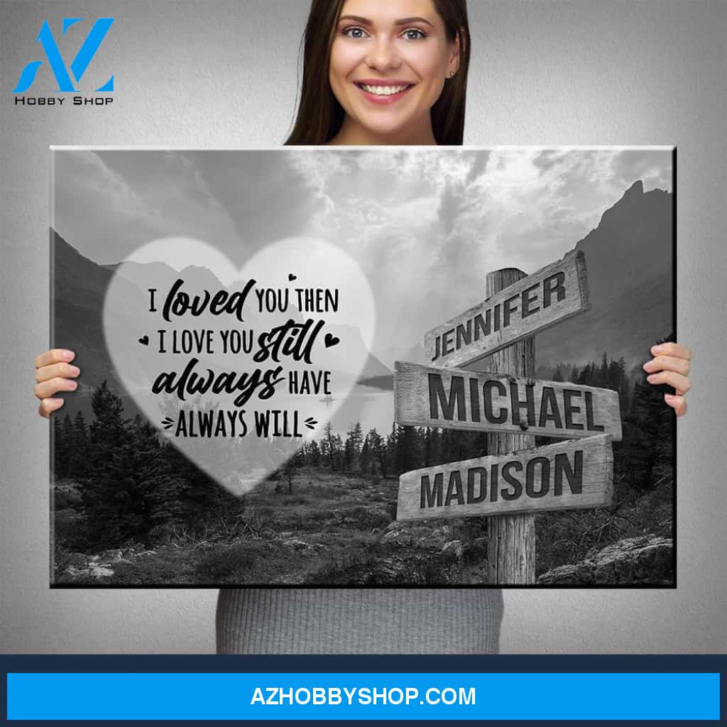 Mountain Range Heart Saying 1 Multi-Names Premium Canvas
