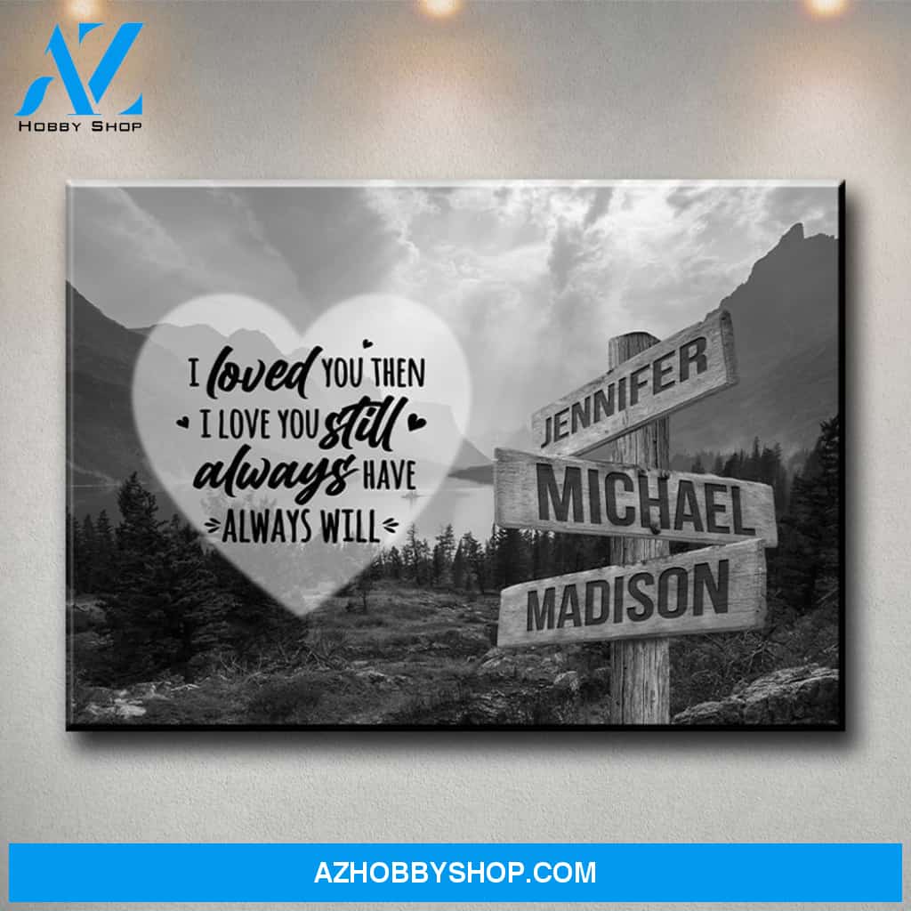 Mountain Range Heart Saying 1 Multi-Names Premium Canvas