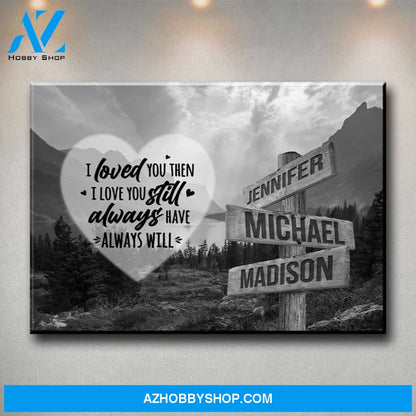 Mountain Range Heart Saying 1 Multi-Names Premium Canvas