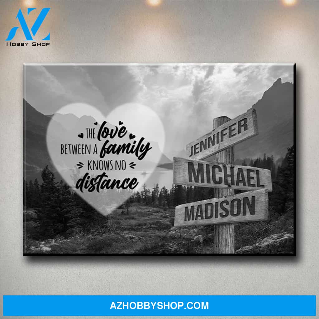 Mountain Range Heart Saying 5 Multi-Names Premium Canvas