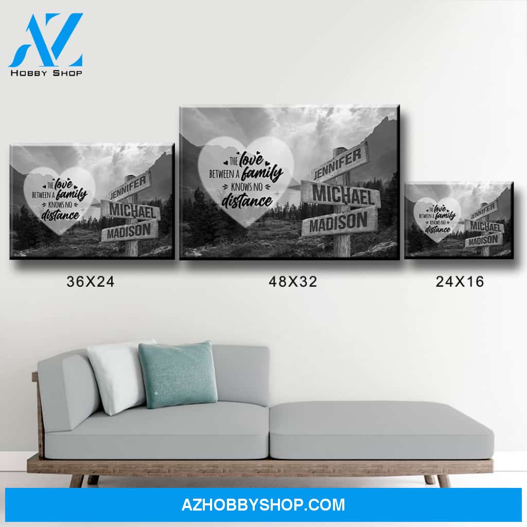 Mountain Range Heart Saying 5 Multi-Names Premium Canvas