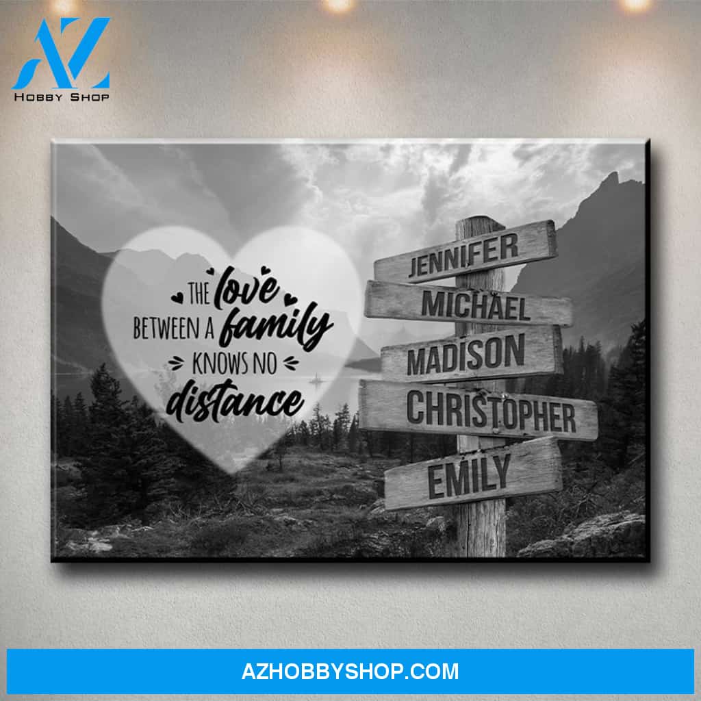Mountain Range Heart Saying 5 Multi-Names Premium Canvas