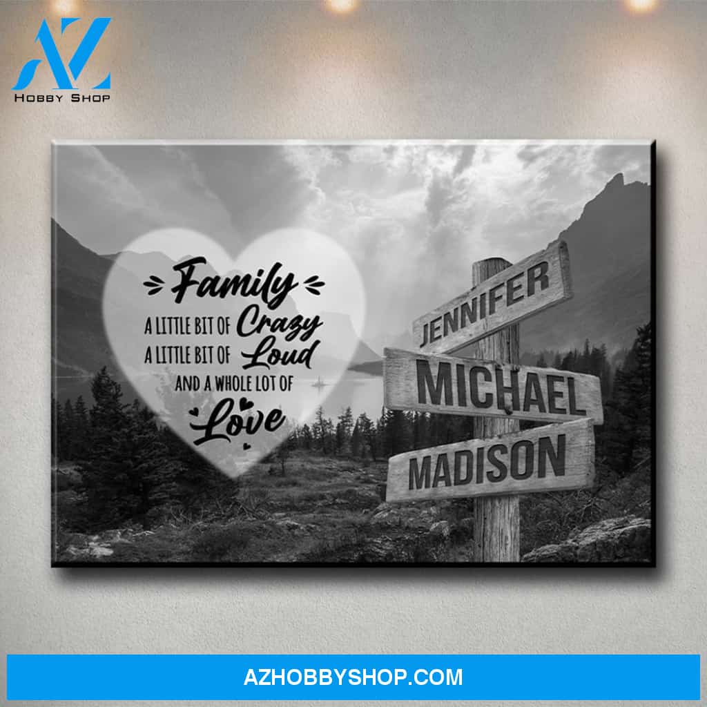 Mountain Range Heart Saying 2 Multi-Names Premium Canvas