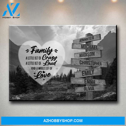 Mountain Range Heart Saying 2 Multi-Names Premium Canvas