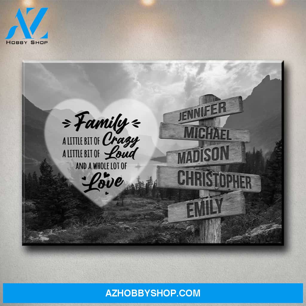 Mountain Range Heart Saying 2 Multi-Names Premium Canvas