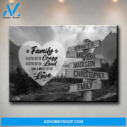 Mountain Range Heart Saying 2 Multi-Names Premium Canvas