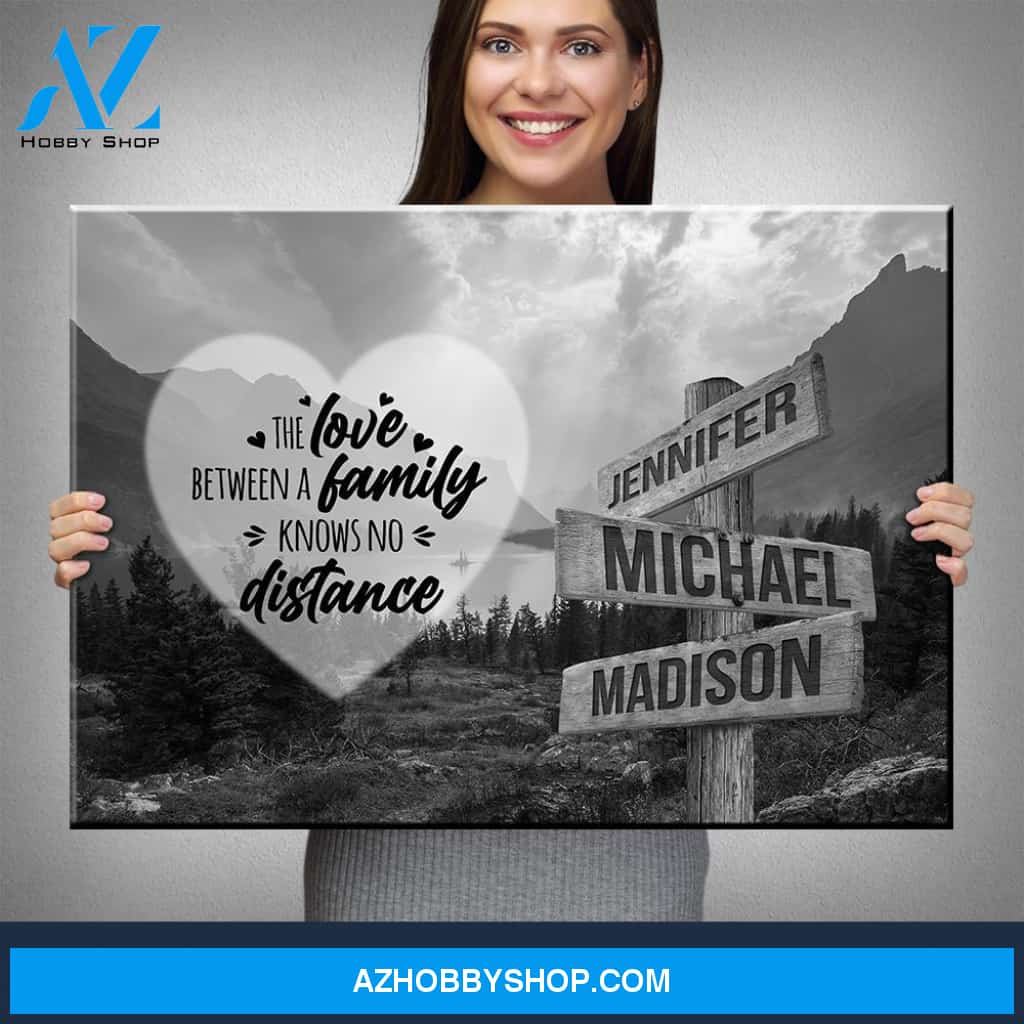 Mountain Range Heart Saying 5 Multi-Names Premium Canvas