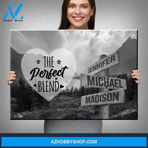 Mountain Range Heart Saying 4 Multi-Names Premium Canvas